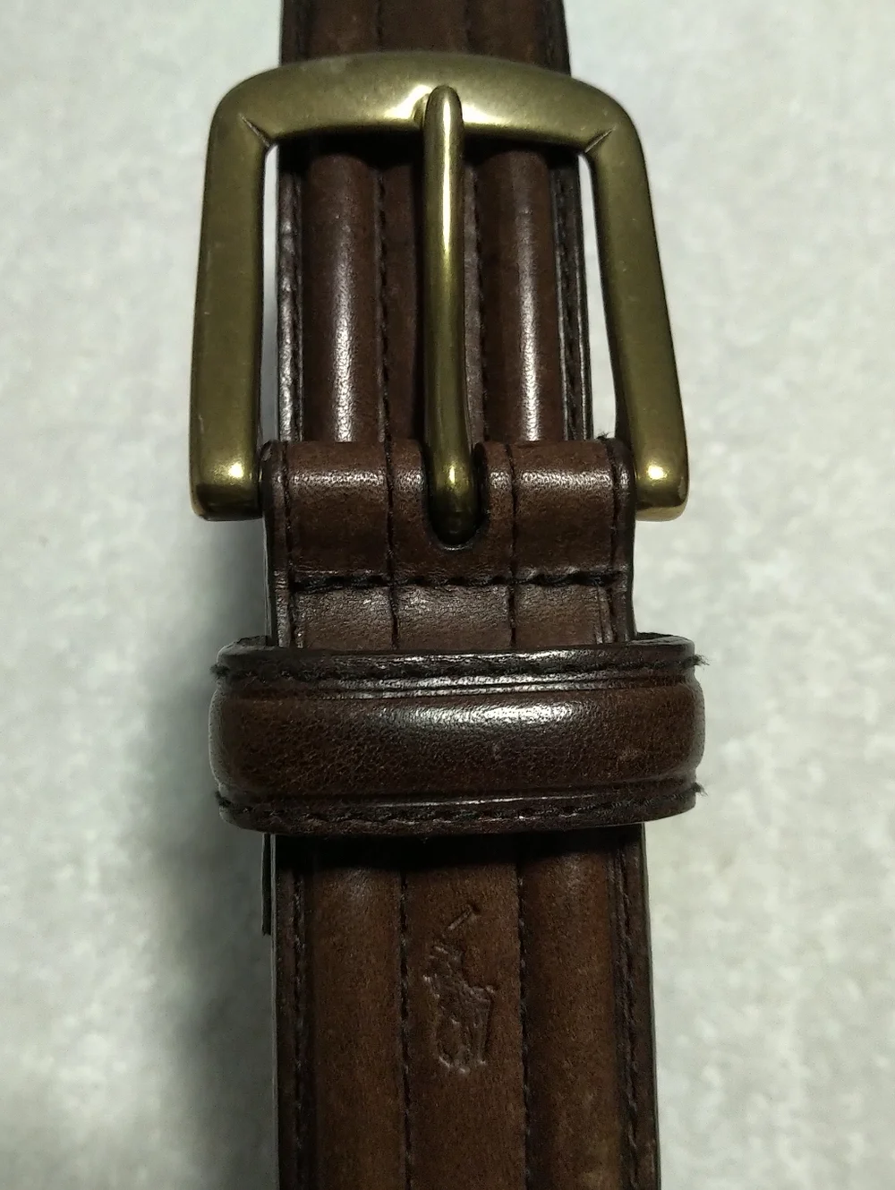 Polo Ralph Lauren Brown Genuine Leather Men's Belt with Brass Buckle - Size 36